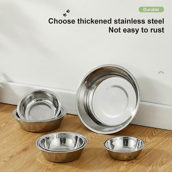 Rustfrit glat overflade rustfrit stål kæledyrsskål [HK] Silver L