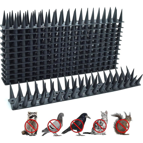 HKK Bird Spikes, Black 12 Stk Anti Pigeon Spikes 4 Meter 3 Rader Plast Djurskydd För Katter, Sparvar, Fönsterbrädor, Tak N3 PKf