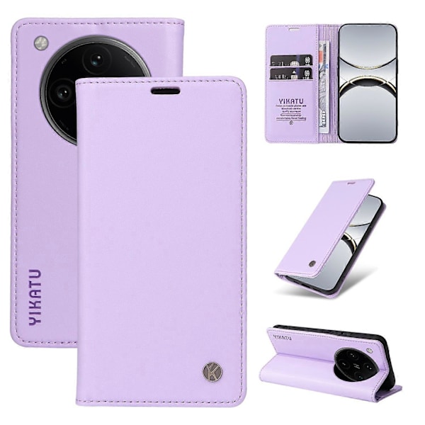 Til Oppo Find X8 Pro 5G Wallet Case YIKATU YK-001 PU Læder Telefon Cover med Stand - Grøn[HK] Light Purple Multicolor
