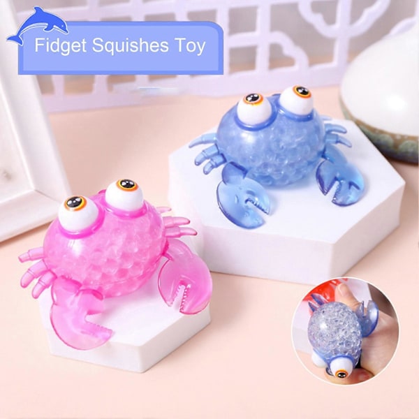 Krabba Klämleksak Flexibel Elastisk Antistressboll Färgad Nyp Leksak Lindra Stress Ventilationsleksaker Fidget Squishes Dekompressionsleksak Party Favor[HK] Random Color