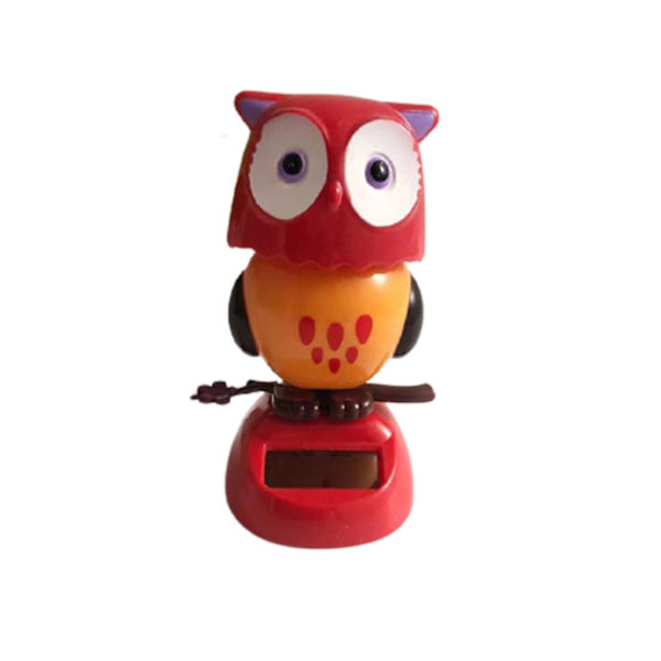 Solcelledrevet tegneseriefigur ornament til bilinstrumentbræt dynamisk dansende dyr bordplade dekoration til hjemmekontor [HkkK] Red Owl