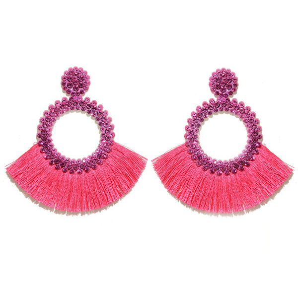 Boho Chic Røde Dråpeøreringer for Kvinner Håndlaget Statement Smykker Rose-Red
