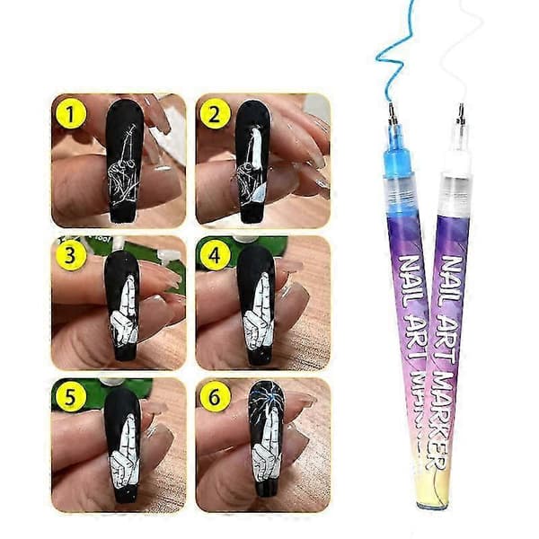 12 Färgers 3D Nagelkonst Pennor Set, Nagellackspennor [HK]