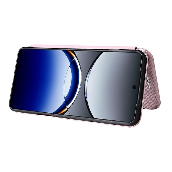 För Oppo Find X8 Pro 5G Skal Kolfibertextur Fallsäkert PU Läder Telefonskydd [HK] Rose Gold