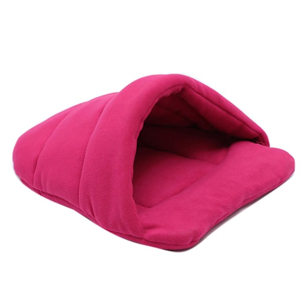 Tykk Fleece Varmt Hundekatttelt Hule Rede Seng Toppelsko Form Kjæledyr Sovepose [HK] Rose  Red XS