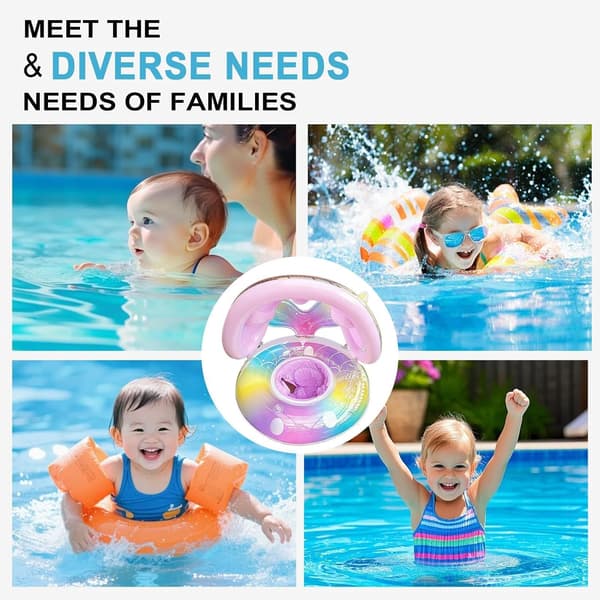 Pool Float til Børn, Oppustelig Flydering med Kaleche, Rørlegetøj til Drenge Piger, Have, Baghave, Gårdhave, Terrasse, Strand, Sommer S[HK] Pink