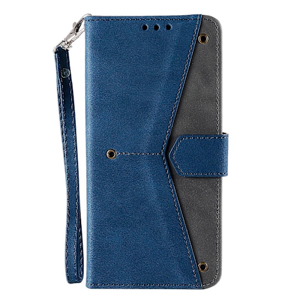 Til Motorola Edge 50 Pro 5G Etui Splejsning Syning Læder Flip Beskyttelsescover[HK] Blue