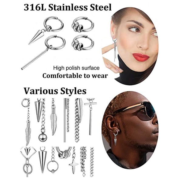 20 stk/sæt Personlighed Alsidige Øreringe til mænd og kvinder Simple Stilfulde øreringe
