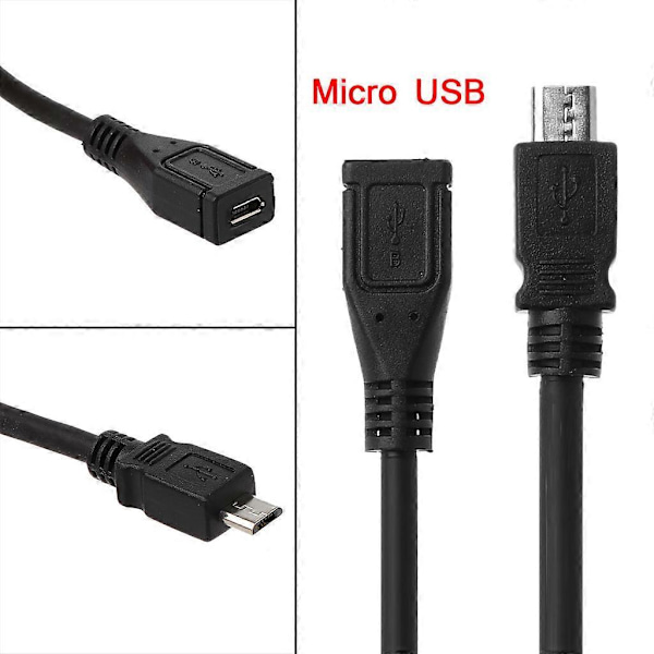Micro USB Hunn til Hann Data Sync Skjøteledning Kabel for Samsung Huawei[HK] 30CM