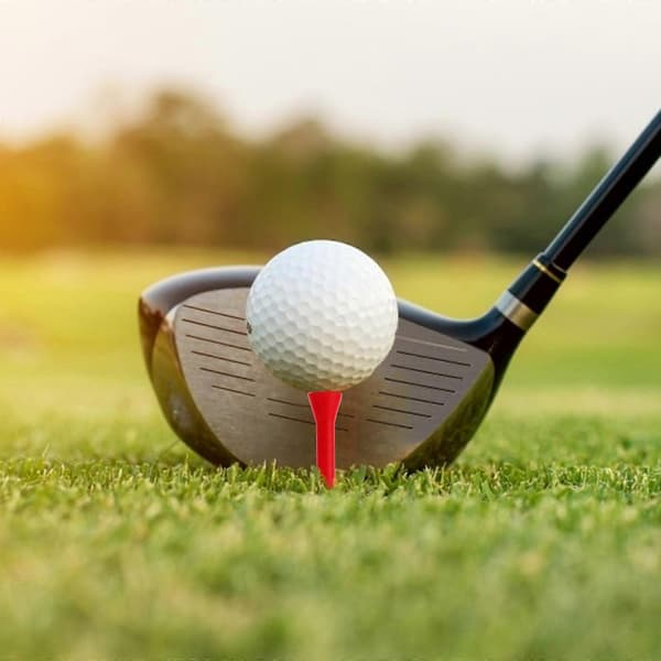 6 stk. golftilbehør, elastiske golftees, golfteesholder, blød gummibold, søm-tee-tilbehør, rød plastik [HK]