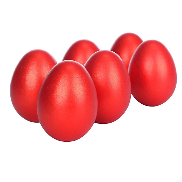Simulering påskägg i trä, falska ägg, 2,3 tum, massiva ägg, 6 st [HK] Red