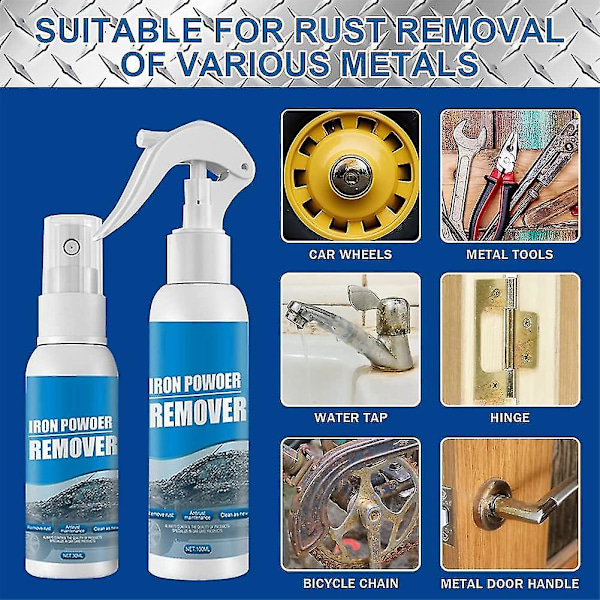 HK  Rustfjerner for bil, spray for fjerning av jernpulver, rustfjerner for bil, spray for fjerning av rust, stopper og forhindrer rust og korrosjon 100ml 1 Pcs