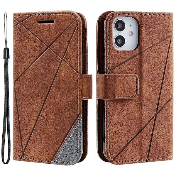 Plånboksfodral i Läder med Skin-touch Textur för iPhone 12 mini [HK] Style D Multicolor