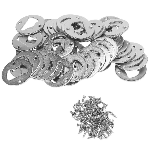 50 sett flaskeåpnerinnlegg, rustfritt stål rundt DIY flaskeåpner maskinvaresett maskinvaredeler Supp[HK] silver