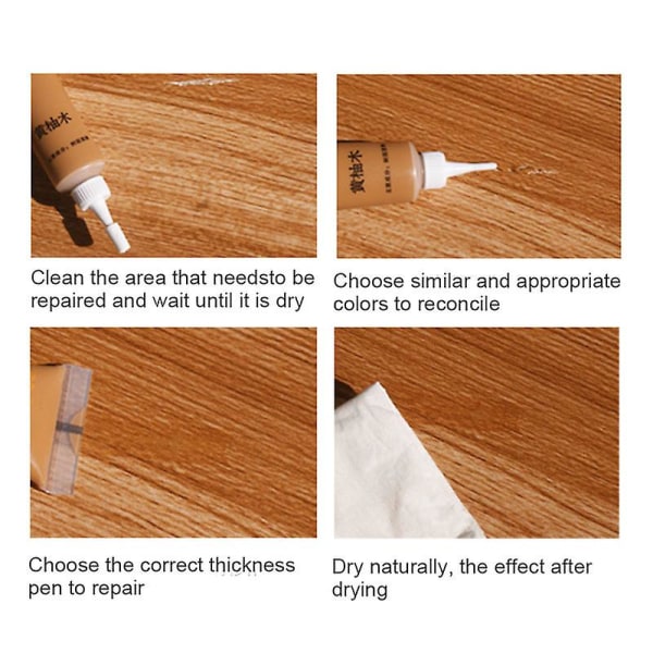 Træspartelgulv og møbelridser Retablering af trægulv til borddørsskab Let at restaurere[HkkK] Wood Color