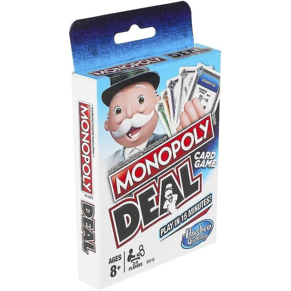 Monopoly Deal -pikakorttipeli perheille, 8-vuotiaille ja sitä vanhemmille lapsille ja 2–5 pelaajalle[HK]