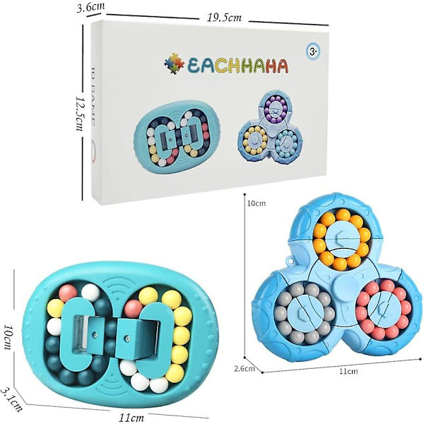 2 stycken magiska bönsatser, roterande fingerkubeleksak, IQ-spel Fidget Toys intelligens pussel stressavlastande leksak, present till barn från 3 år [HK]