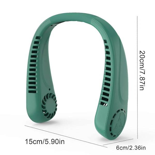 2023 Ny Halsventilator Foldbar Personlig Ventilator Fri Bladløs Ventilator Justerbar Bærbar Ventilator med USB-opladning 3 Hastigheder[HK] green
