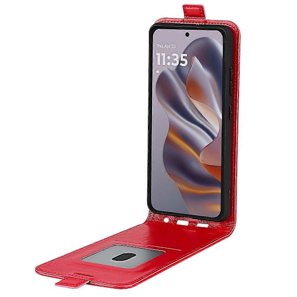 Motorola Edge 50 Neo 5G -kotelo korttipaikoilla, pystysuuntainen läppä nahkainen puhelinkotelo - Musta[HK] Red Multicolor