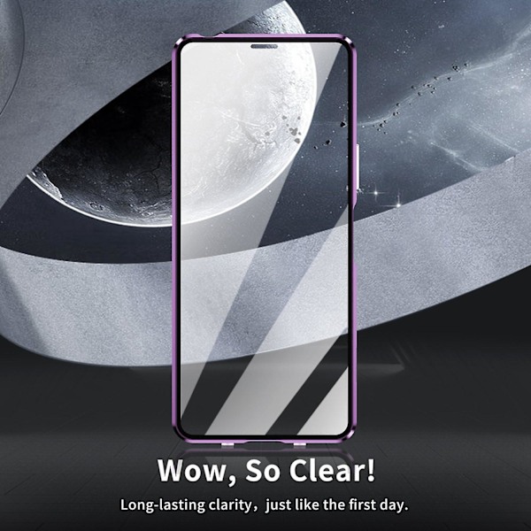 För Sony Xperia 10 VI Härdat Glas Skal Metallram Klar PC Baksida Magnetiskt Telefonskal -[HK] Purple Multicolor