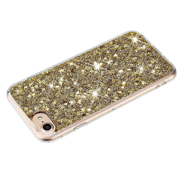 Epoksi TPU -puhelinkotelo iPhone 6/ 7/ 8/ SE (2020/2022) -puhelimille, iskunkestävä, kimaltava jauhekoristeinen puhelinkuori [HK] Gold