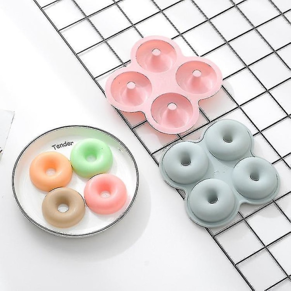 Silikon Donut Bakeform 4 Hulrom Doughnut Maker Form Silikon Bakebrett Non Stick Doughnut Form[HkkK] blue