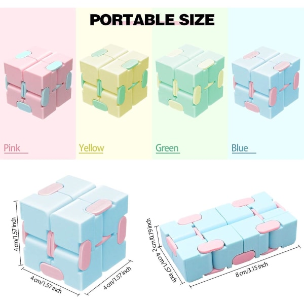 Fidget Cube Legetøj Stress Relief for voksne og børn - 4 brikker Magic Puzzle Flip Cube[HK]