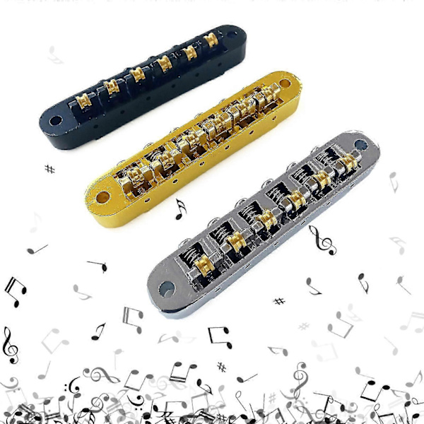 6-strängad gitarr Roller Saddle Bridge Tune-O-Matic Bridge Elgitarr Roller Bridge med dubbar Ersättningsdel[HK] Silver