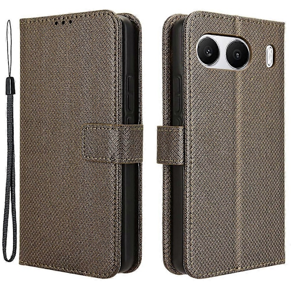 Til OnePlus Nord 4 5G Telefon Stand Case Diamant Tekstur PU Læder Cover Wallet[HK] Brown