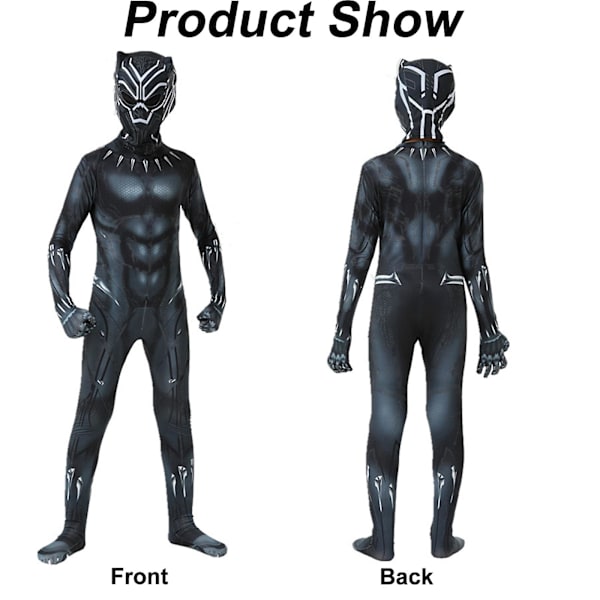 Svart panter barnkostym superhjälte kostym cosplay bodysuit för barn vuxna[HK] Gray 130cm
