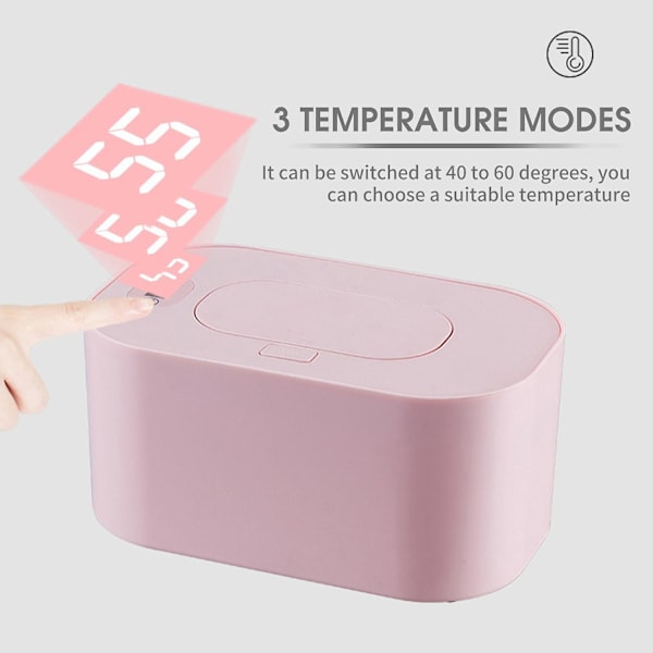 USB Baby Vådservietvarmer 3 Temperaturindstillinger Ble Vådservietvarmer 10W Konstant Temperatur Stor Kapacitet [HK] Pink