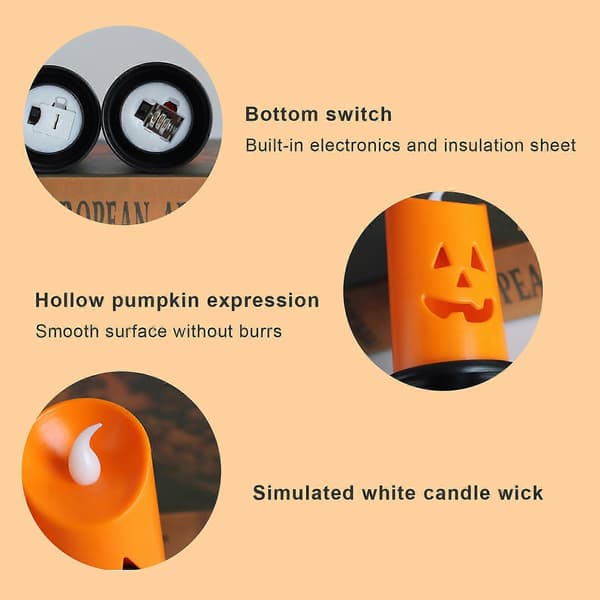 2/4/6X Halloween LED lys, farverig græskar borddekoration til hjemmefest [HK]