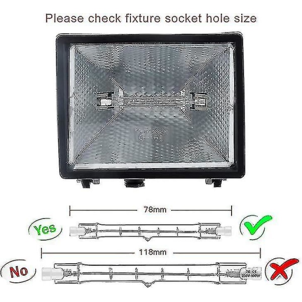 Sett med 5 R7s Halogenpærer 78mm 80W 230V, R7s Halogenstav 78mm, R7s Halogenpære Dimbar Halogenstavlampe[HkkK]