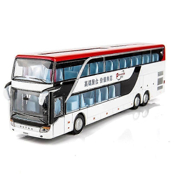 Mini dobbeltdækkerbus modellegetøj til børn med lys og musik (hvid)[HK]