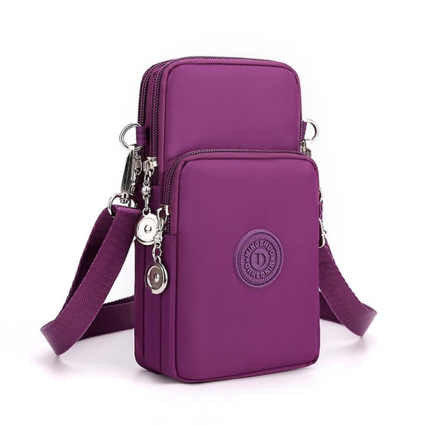 19 cm telefontasker til kvinder Mænd Crossbody, Mobiltelefontaske med hul til hovedtelefoner, Lille skuldertaske Møntpung Tegnebogsgaver[HK] Dark Purple