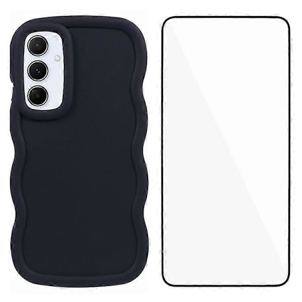 WANLONFENG XL-serien for Samsung Galaxy A05s 4G Deksel Bølgekant TPU-deksel med Herdet Glass Film[HK] Style A Multicolor