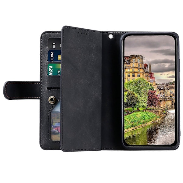 Motorola Edge 50 Neo 5G -kotelo PU-nahkainen puhelinkuori vetoketjullisella lompakolla ja 9 korttipaikalla [HK] Style C Multicolor