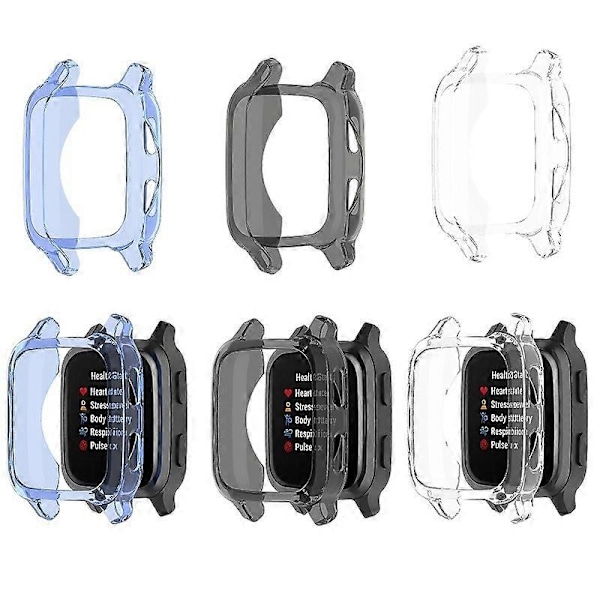 För Garmin Venu Sq / Venu Sq Music / Venu Sq 2 / Venu Sq 2 Music TPU Klockramsskydd Ihålig[HK] Transparent Black Multicolor