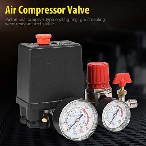2-G1/4 Luftkompressor Tryckventil 0.05-1.2Mpa Liten Luftkompressor Tryckbrytare Kontrollventil Regulator med Tryckmätare (HK)