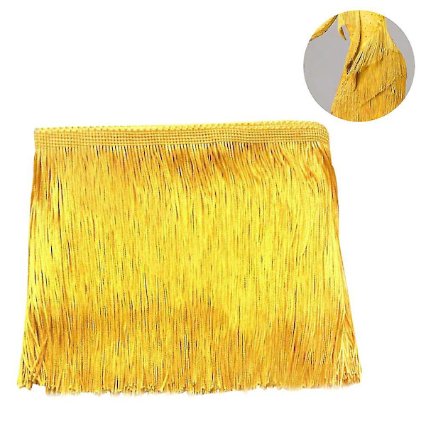HK 10m sytrådsfrans - Frans tofs 15cm/10cm bredd för kjol bröllopsklänning lampskärm dekoration Golden 15cm