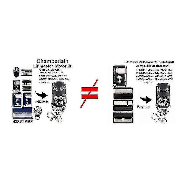 Chamberlain Liftmaster Garageportsfjärrkontroll Motorlift 1a5639-7 D-66793 94335e 4335e 4330e 4333e 4332e Ersättning 433 Mhz(94335e Etc)[HK]