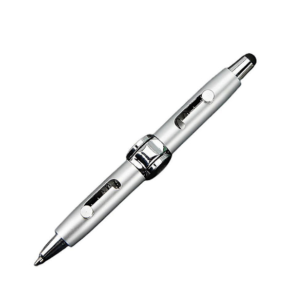 Multifunktionell metallskal kapacitiv penna fidget spinner leksak stressavlastande kulspetspenna[HK] Silver