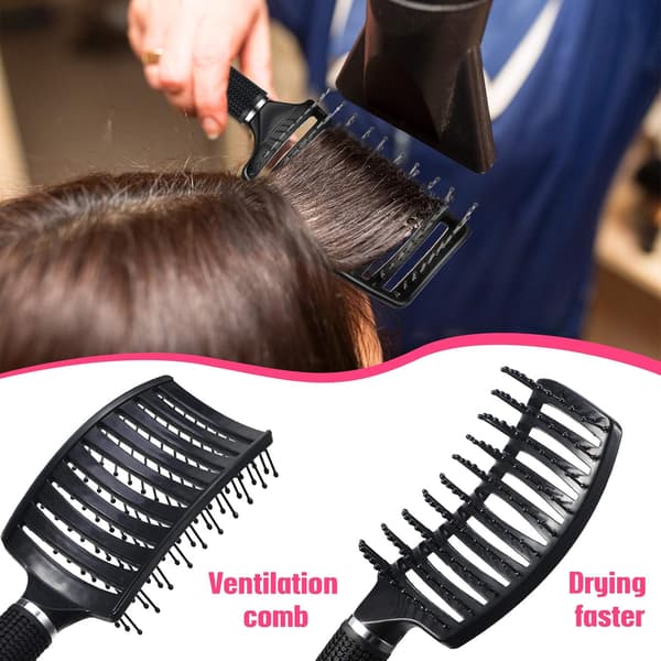 Sort buet ventileret hårbørste til kvinder med ventileret styling og udredningsfunktioner