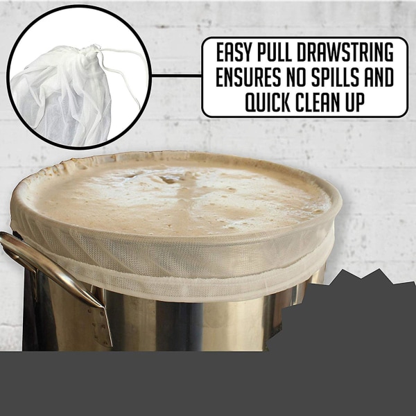 Brew Mesh Bag Stor kapasitet Snøring Slitesterk hvit Brew Mesh Bag For innendørs[HkkK] White