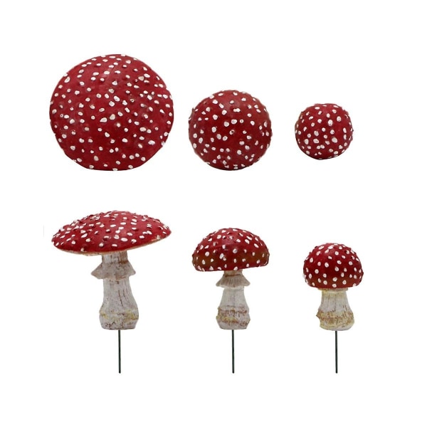 3 stk/sett Mini Mushroom Glow In The Dark Resin Crafts Fairy Garden Miniatures Garden Ornament Terrar([HK])
