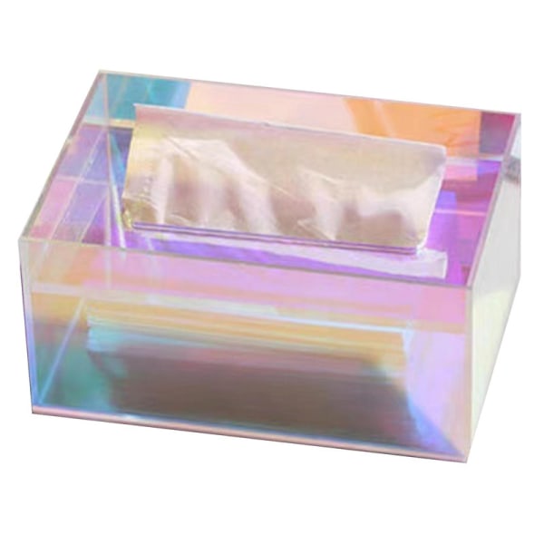 Iridescent akryl oppbevaringsboks med hul håndtak, kraftig, multifunksjonell, stor kapasitet, skrivebordsmakeupbrett, kurv, arrangør, serviettholder [HK] D