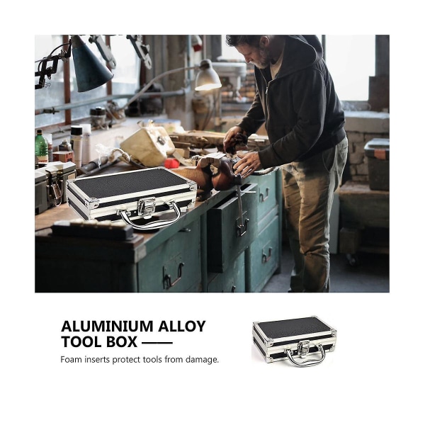 Verktygslåda i aluminiumlegering Tillbehör Förvaringslåda Praktisk aluminiumresväska Bärbart handtag Liten till([HK])
