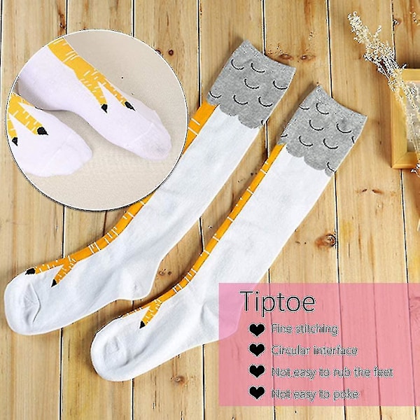 2 par kyllingfotsokker Nyhet Morsomme Galskap Kyllingbensokker Kalkunsokker Morsomme Gaver Til Fest[HK] White yellow claw mid-calf