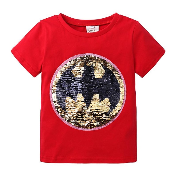 Lasten kimalteleva Superman T-paita Pojan lyhythihainen Batman T-paita Lasten toppi baby Lasten paidat, kuvio vaihdettavissa[HK] Red 120