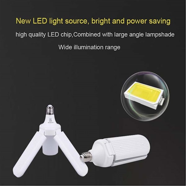 60W/45W Fläktblad LED-lampa 4/3 LED-huvuden Vikbar Garage Takbelysning[HkkK] 45W 3 Blades